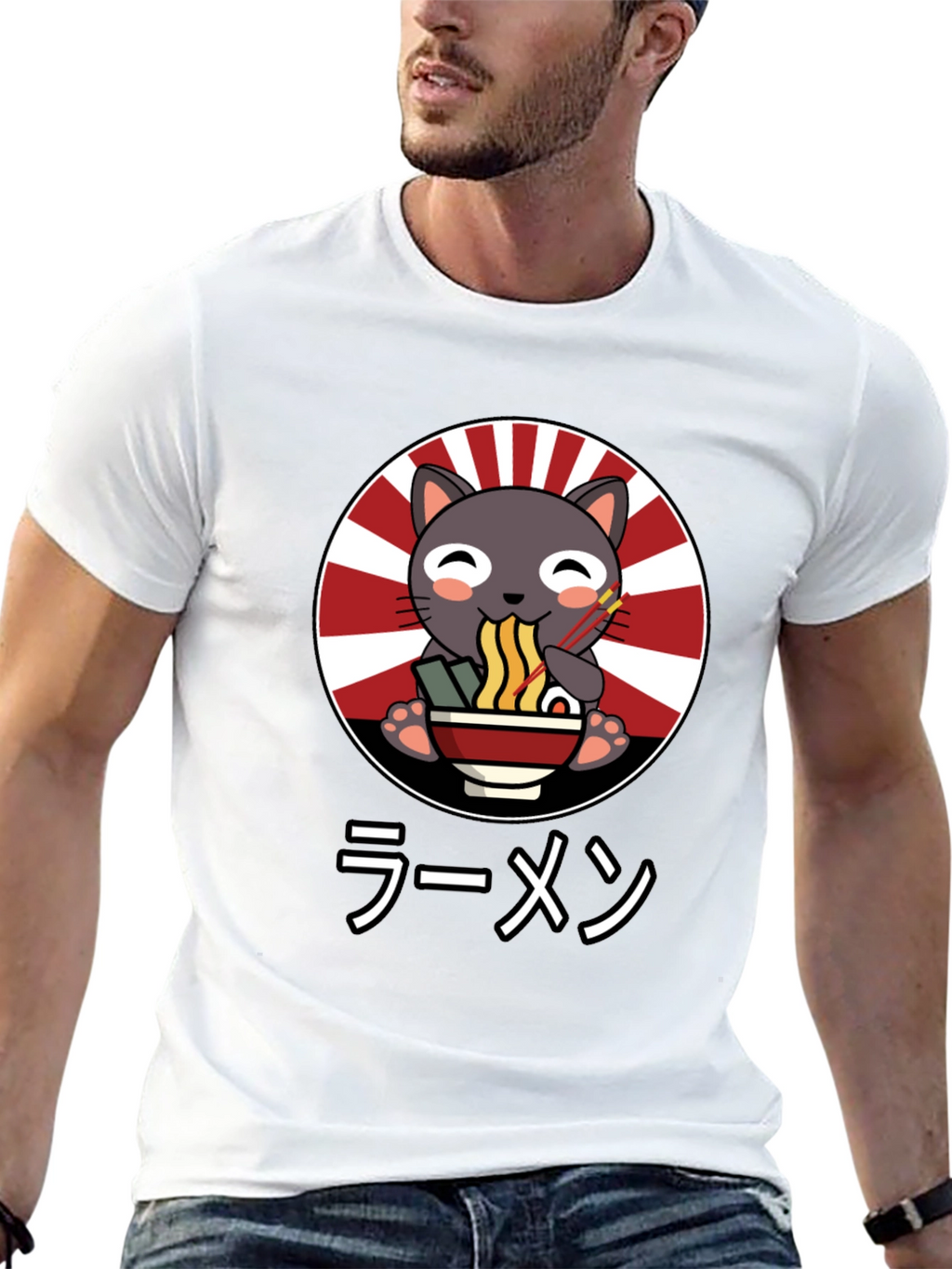 Cute Cat Ramen T-Shirt - Japanese Style