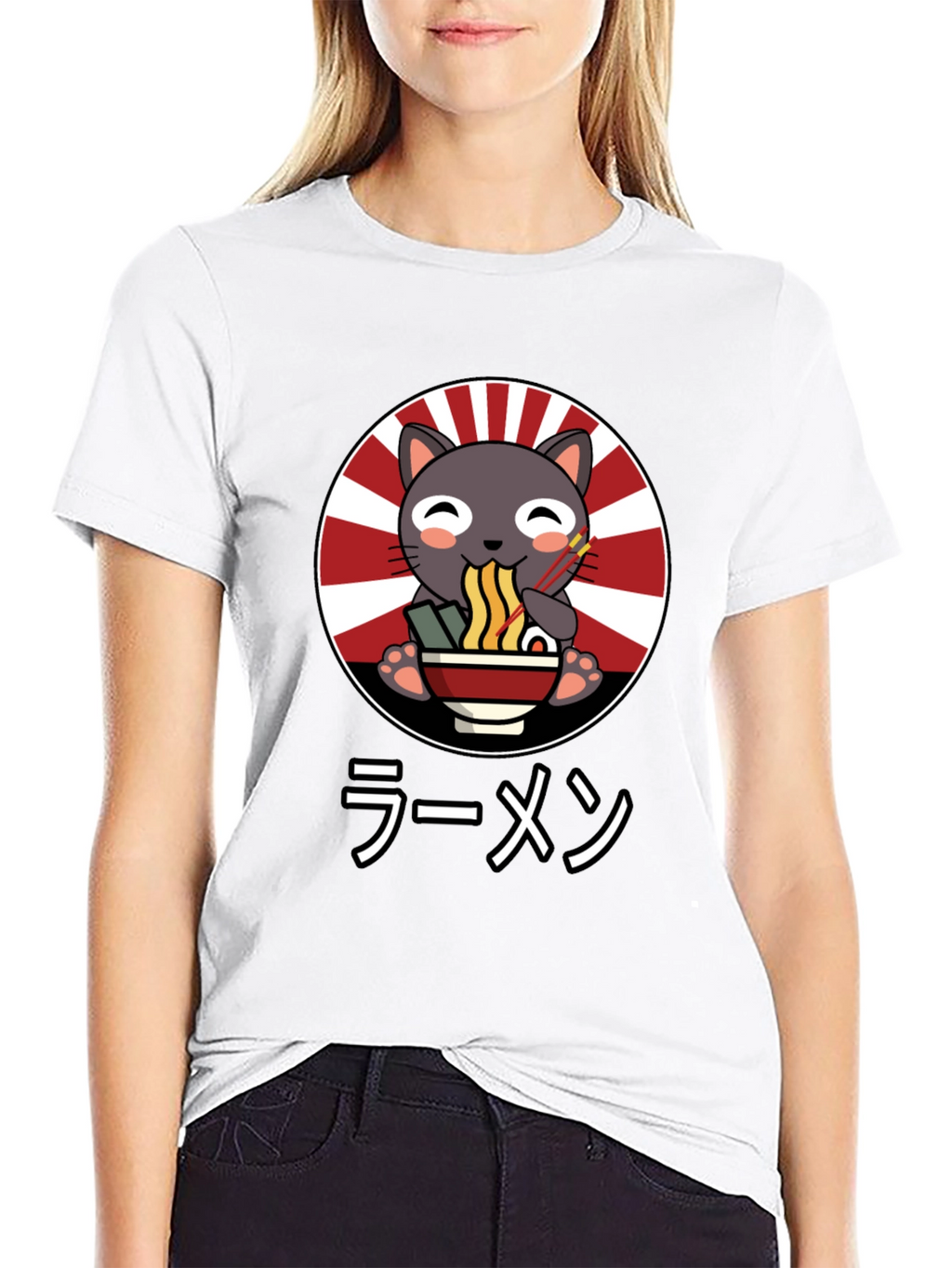 Cute Cat Ramen T-Shirt - Japanese Style