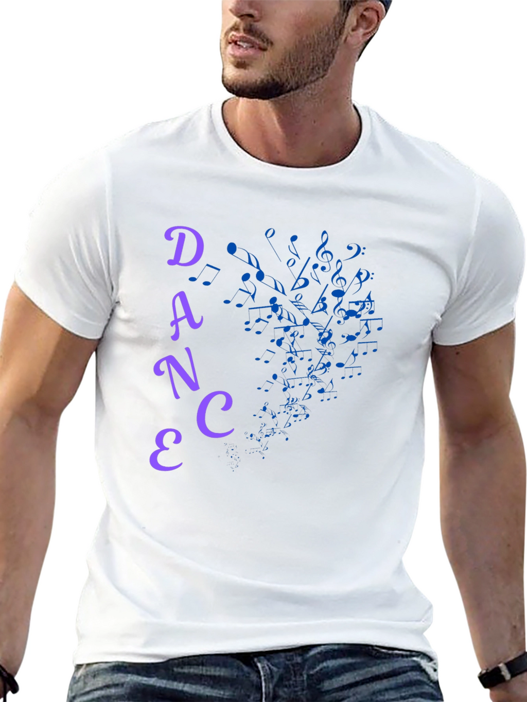 Dance Music Notes Graphic Tee - Black