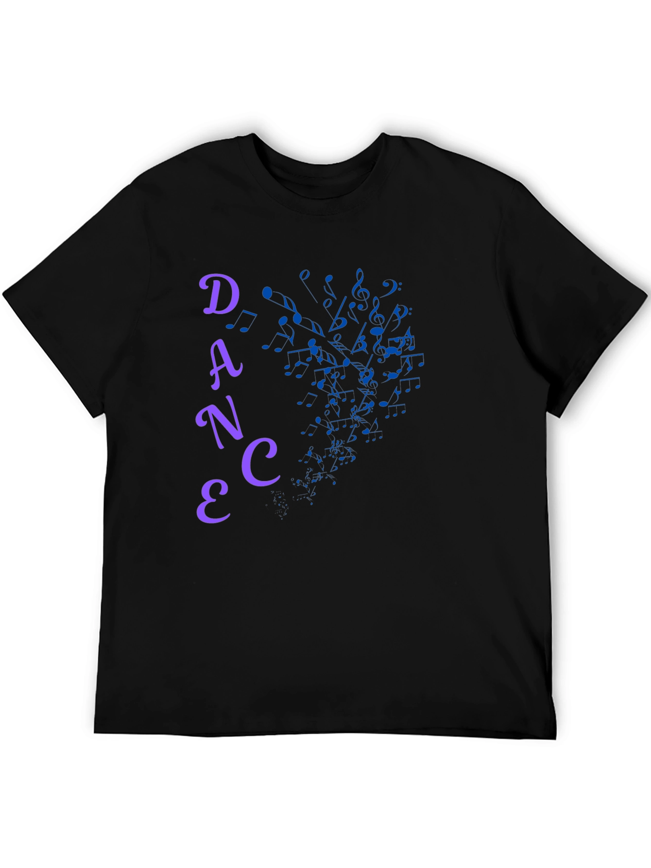 Dance Music Notes Graphic Tee - Black