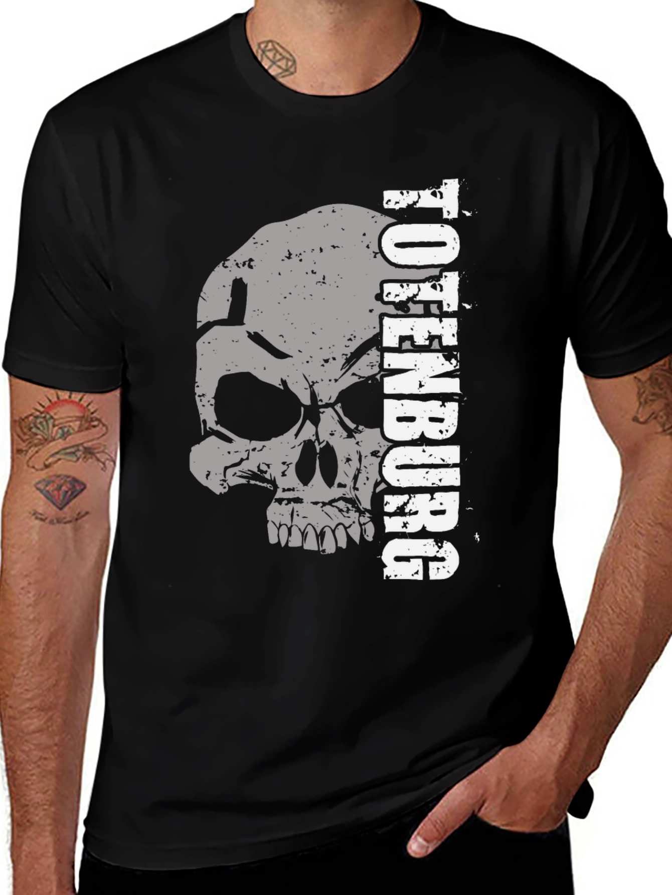 Totenburg Skull Graphic Print Black T-Shirt