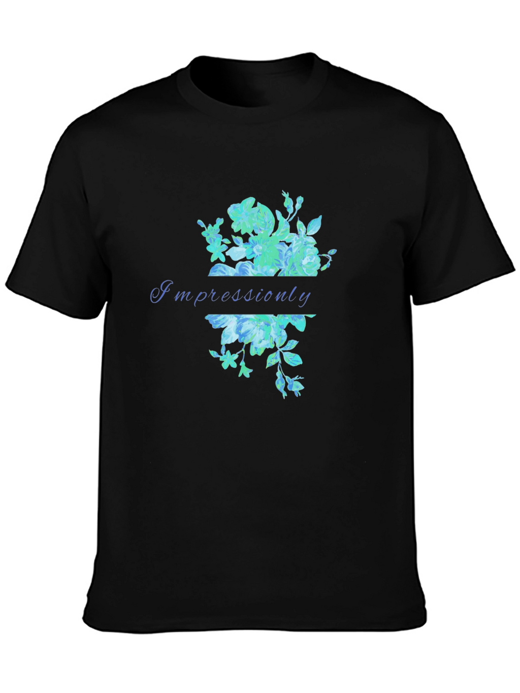 Impressiounly Floral Graphic Black T-Shirt