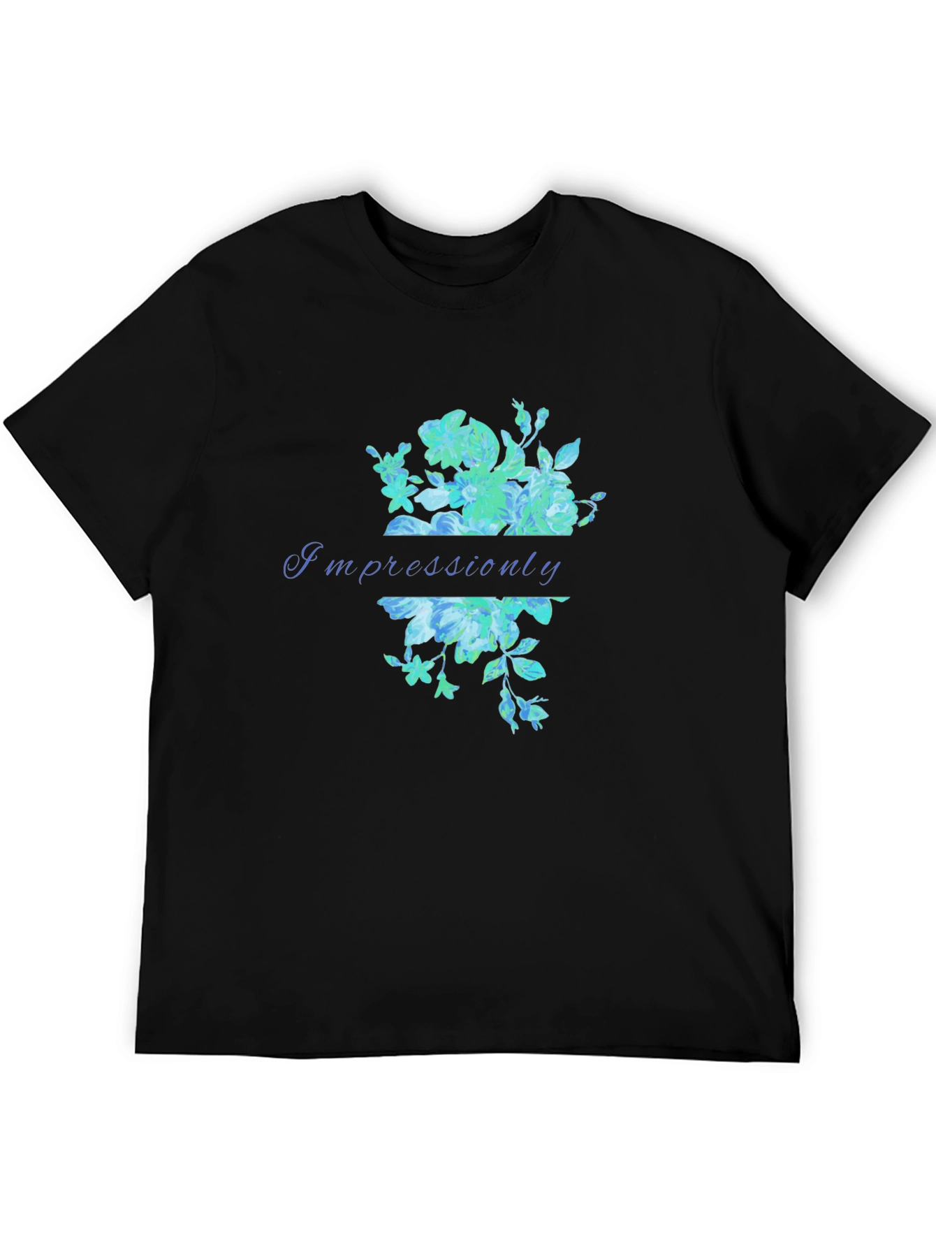 Impressiounly Floral Graphic Black T-Shirt