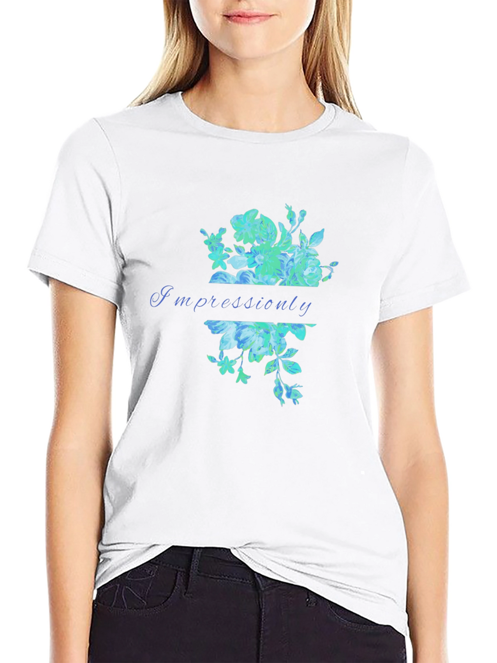 Impressiounly Floral Graphic Black T-Shirt
