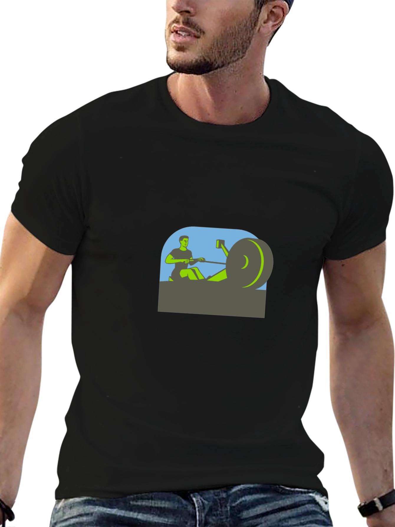 Rowing Machine Graphic Tee - Black