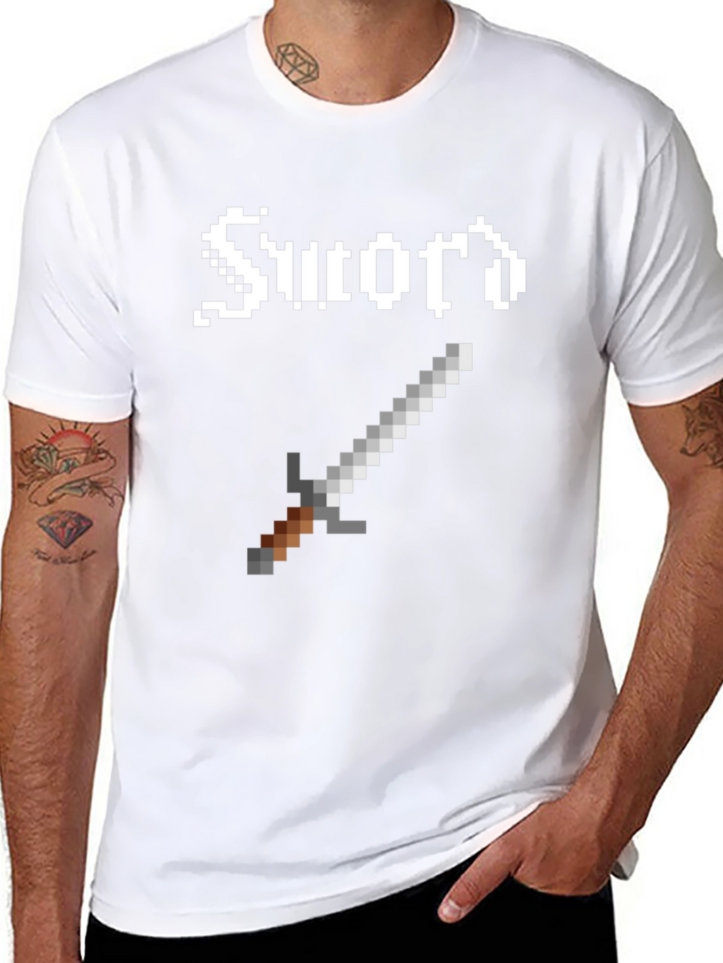 Pixel Sword Graphic Tee - Retro Gaming Shirt