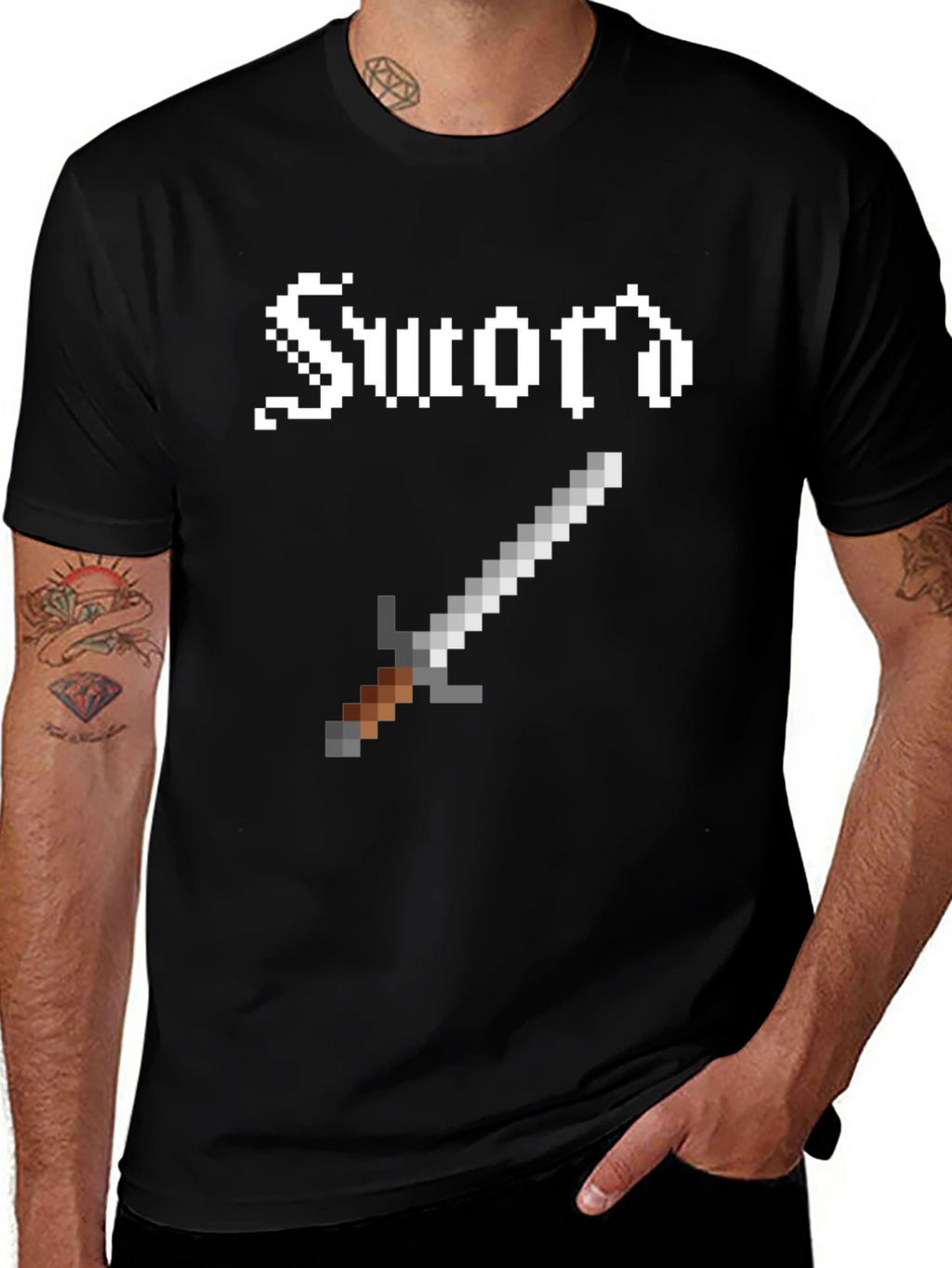 Pixel Sword Graphic Tee - Retro Gaming Shirt