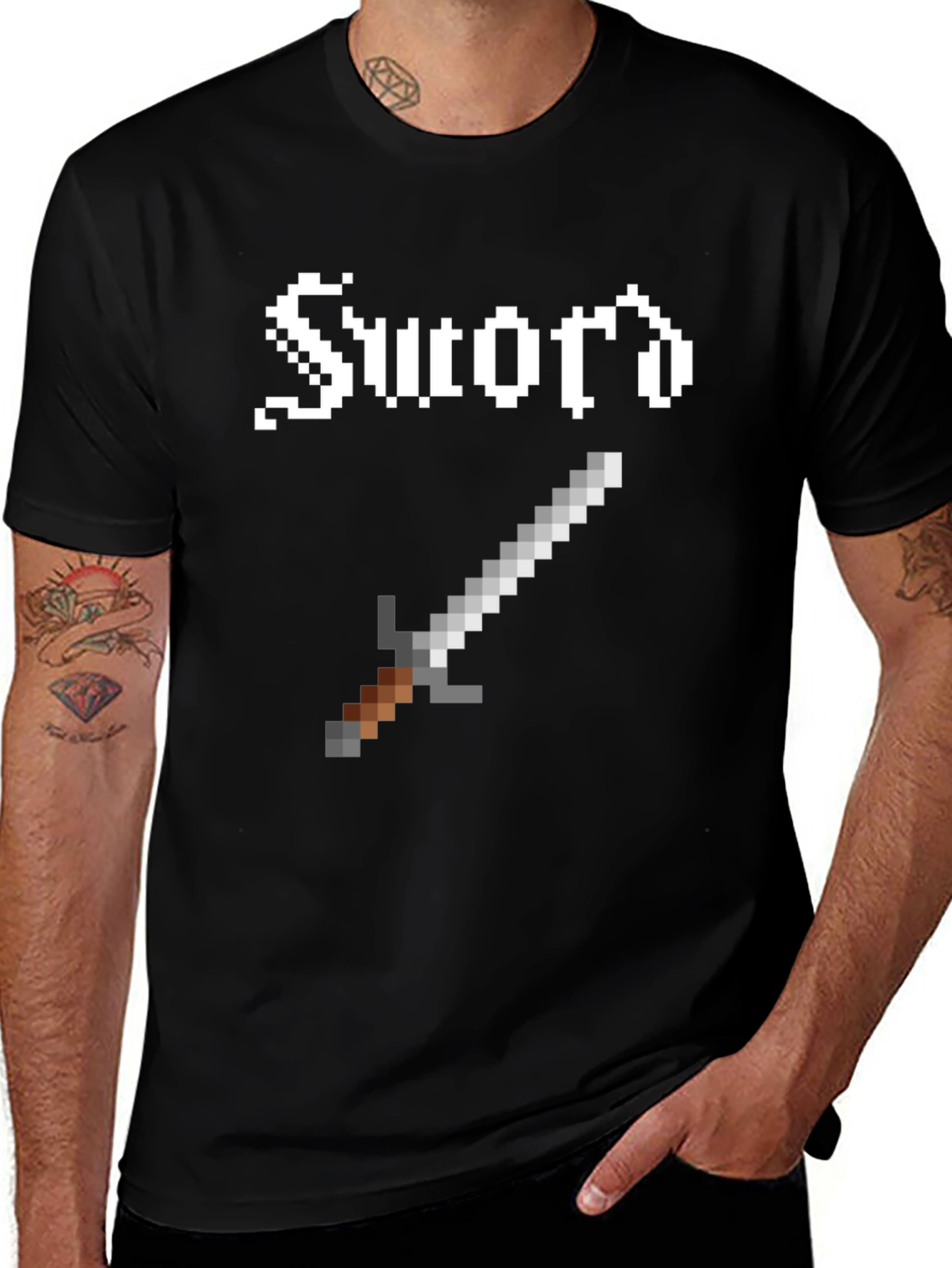 Pixel Sword Graphic Tee - Retro Gaming Shirt
