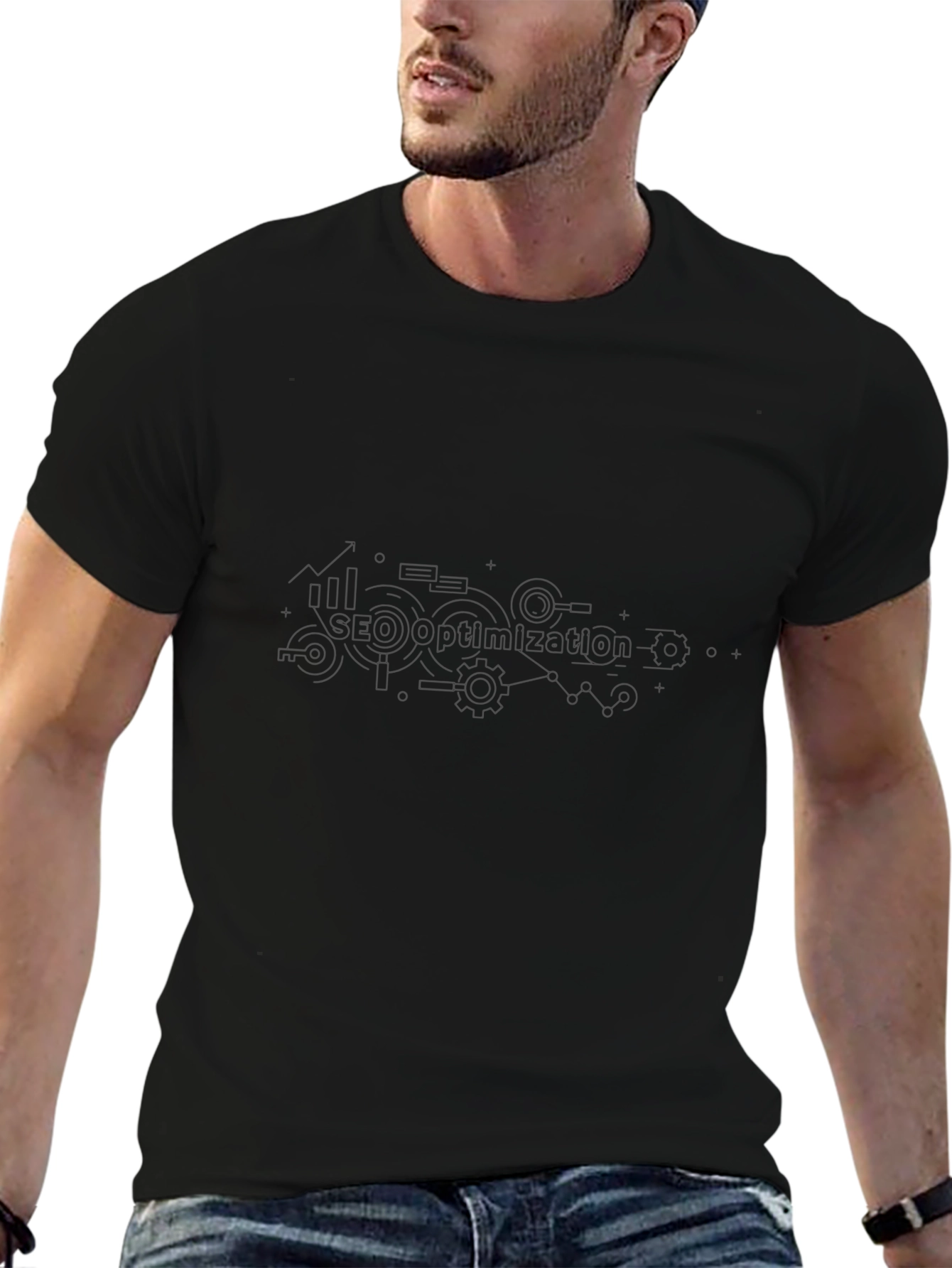 Mens Solid Black Short Sleeve Crew Neck T-Shirt