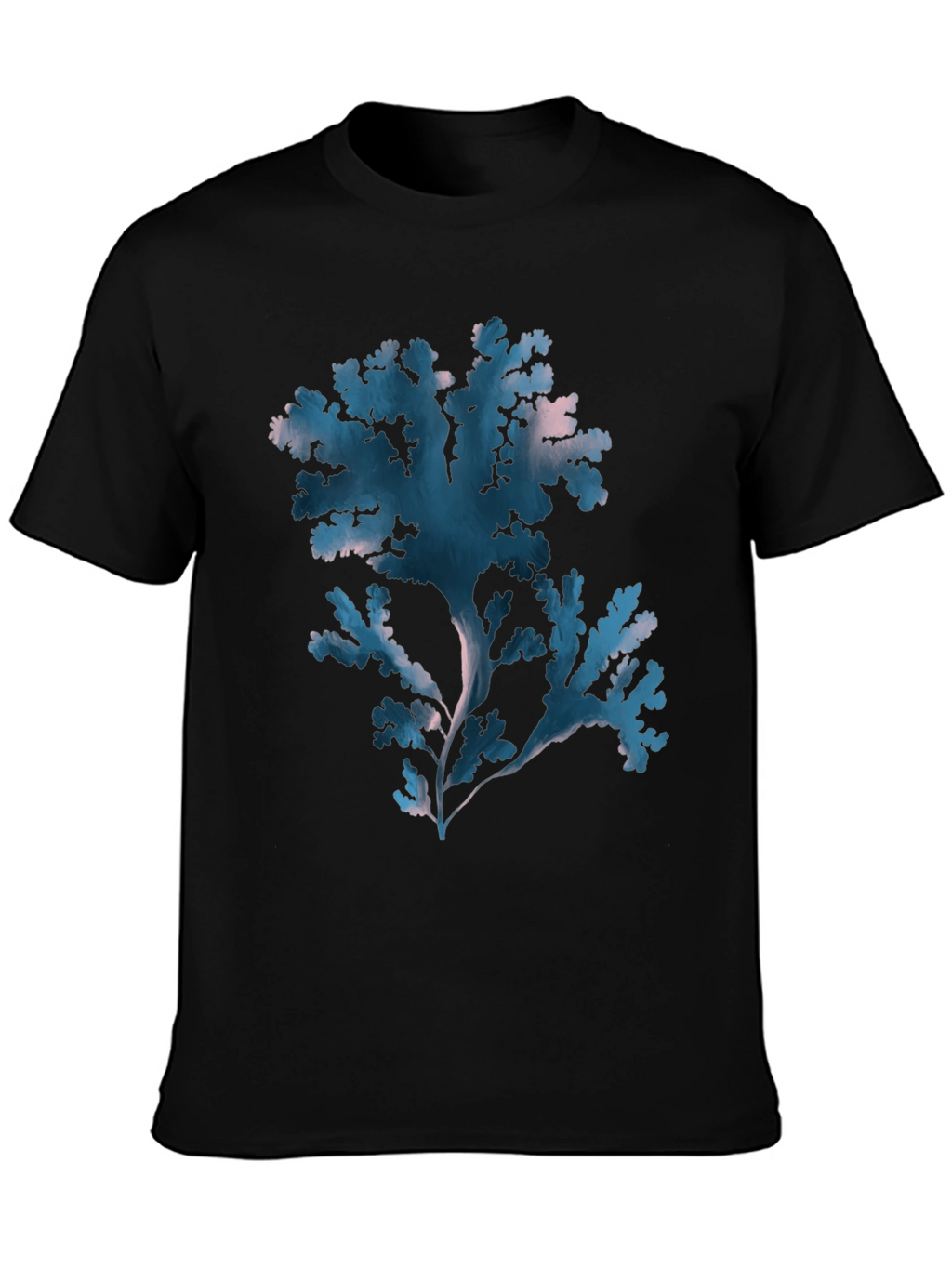 Botanical Seaweed Graphic Tee - Black Cotton T-Shirt