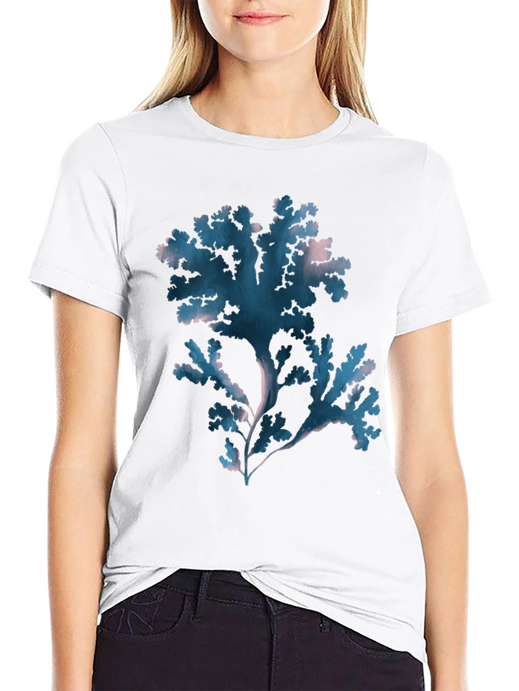 Botanical Seaweed Graphic Tee - Black Cotton T-Shirt