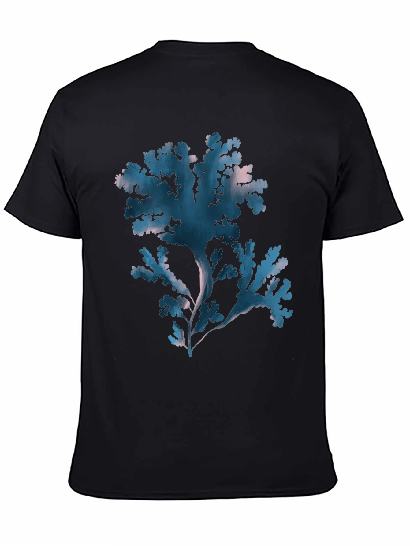 Botanical Seaweed Graphic Tee - Black Cotton T-Shirt