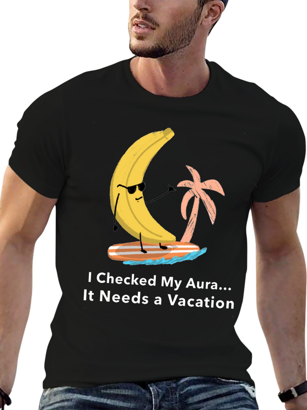 Vacation Aura Graphic T-Shirt Banana Surfer
