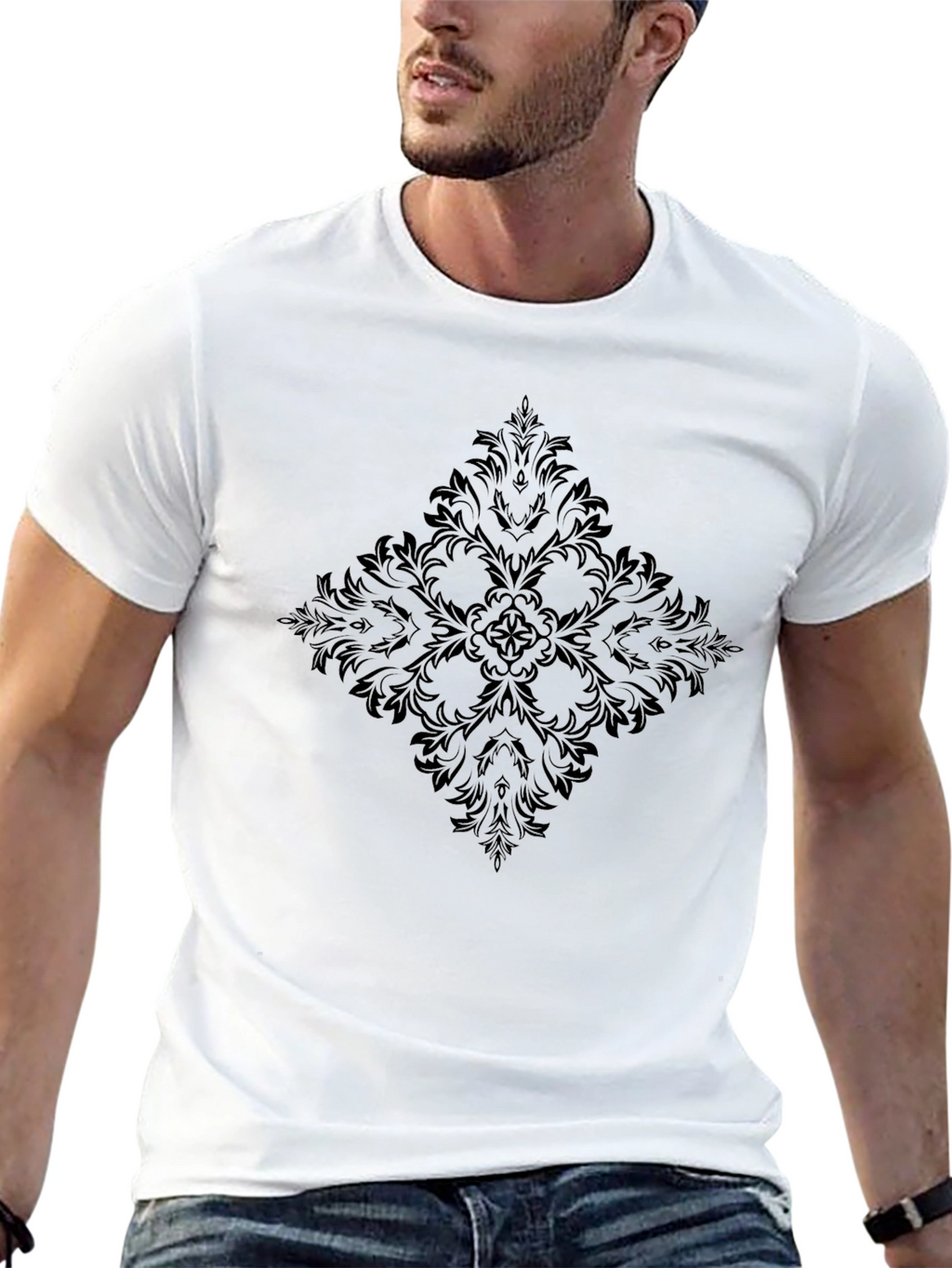 Elegant Black Patterned T-Shirt