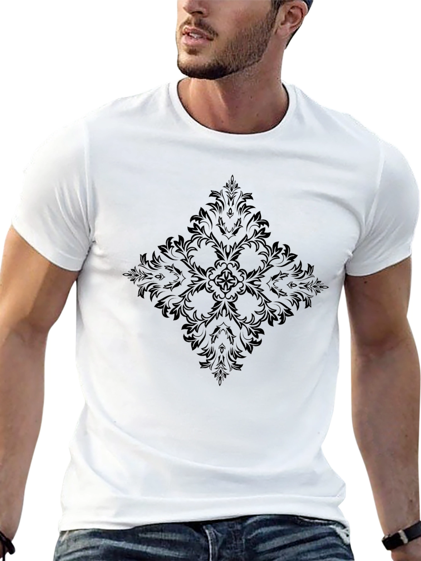 Elegant Black Patterned T-Shirt