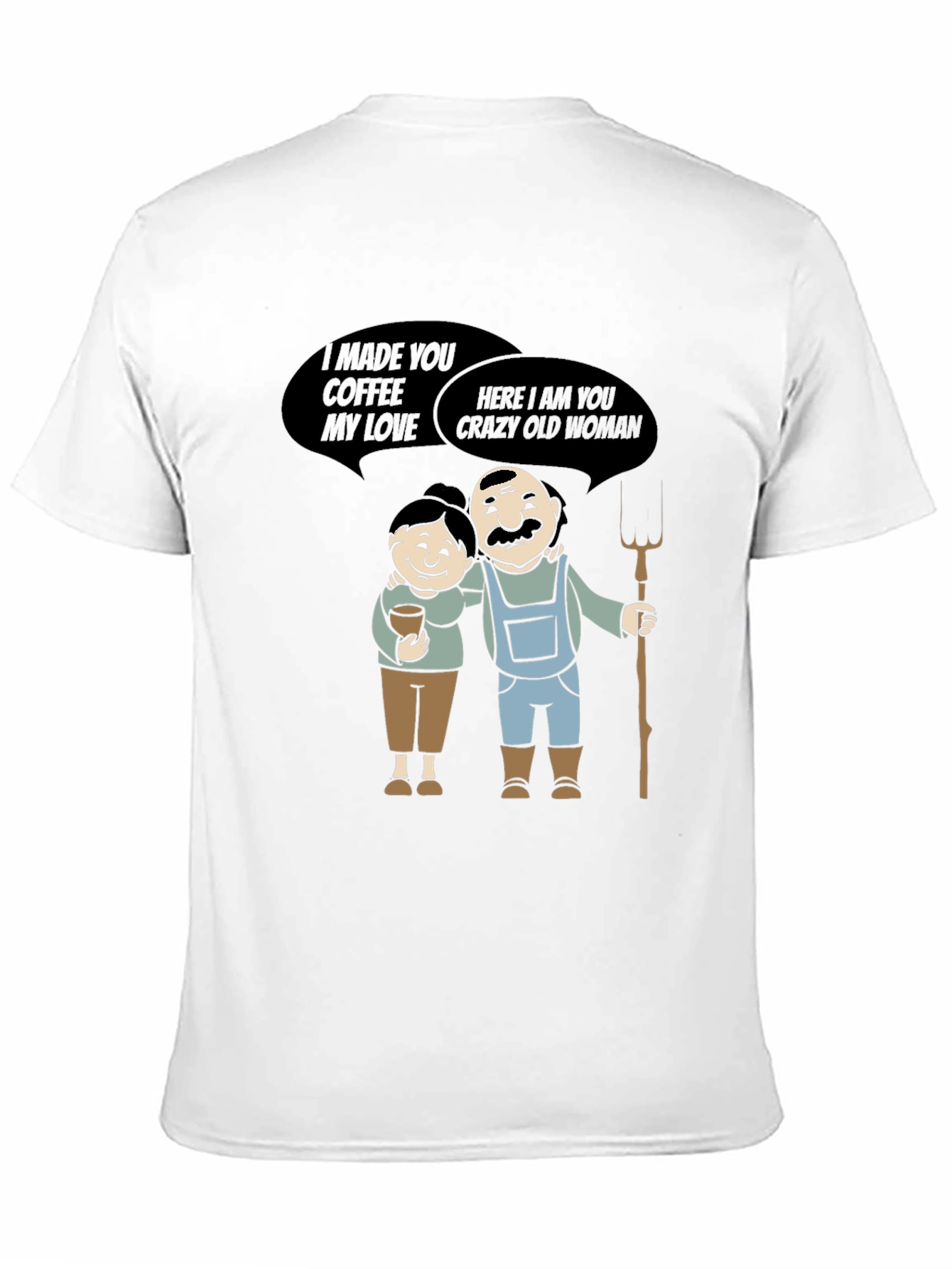 Coffee & Crazy Old Woman T-Shirt Funny Farmer Tee