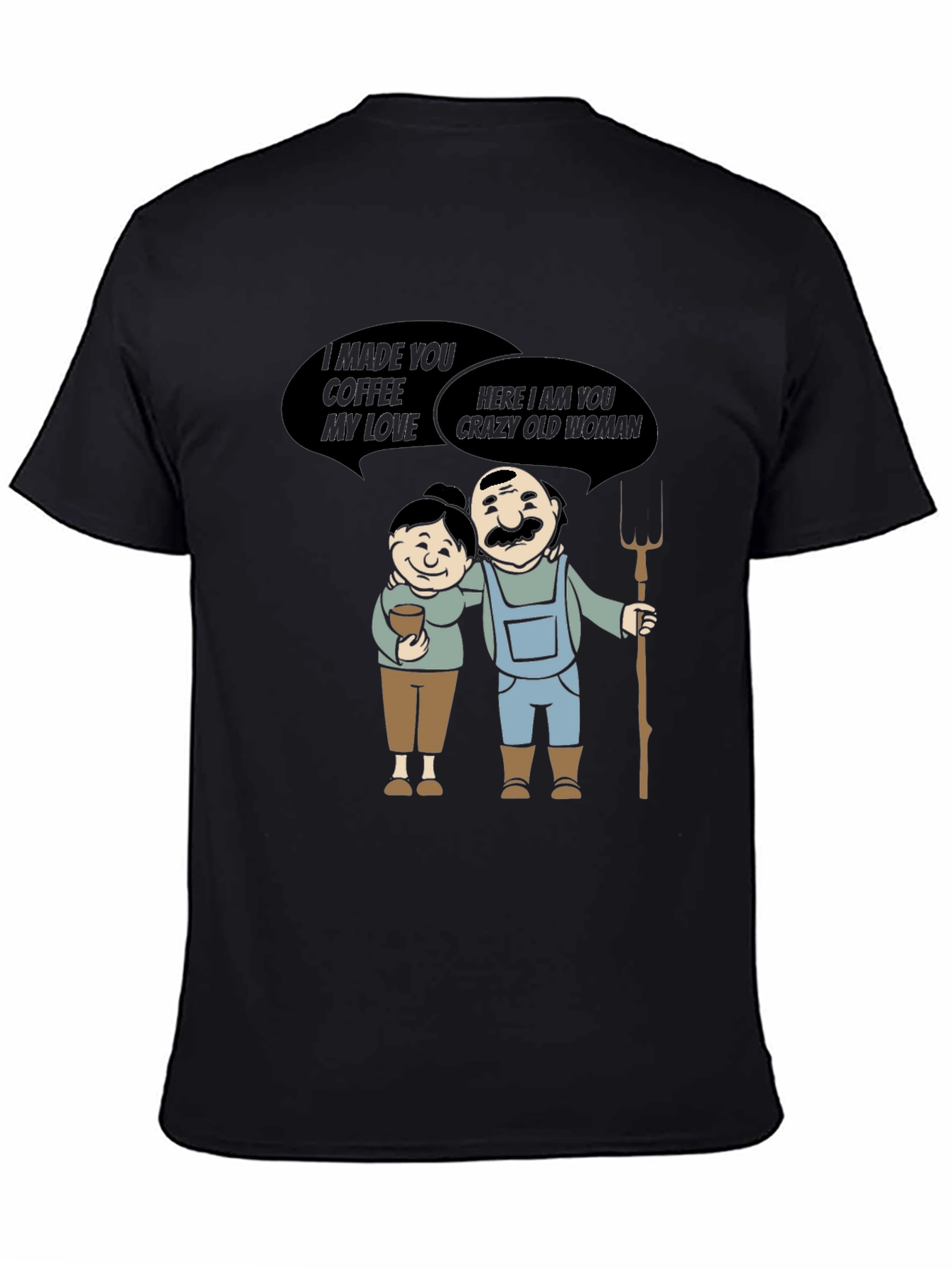 Coffee & Crazy Old Woman T-Shirt Funny Farmer Tee