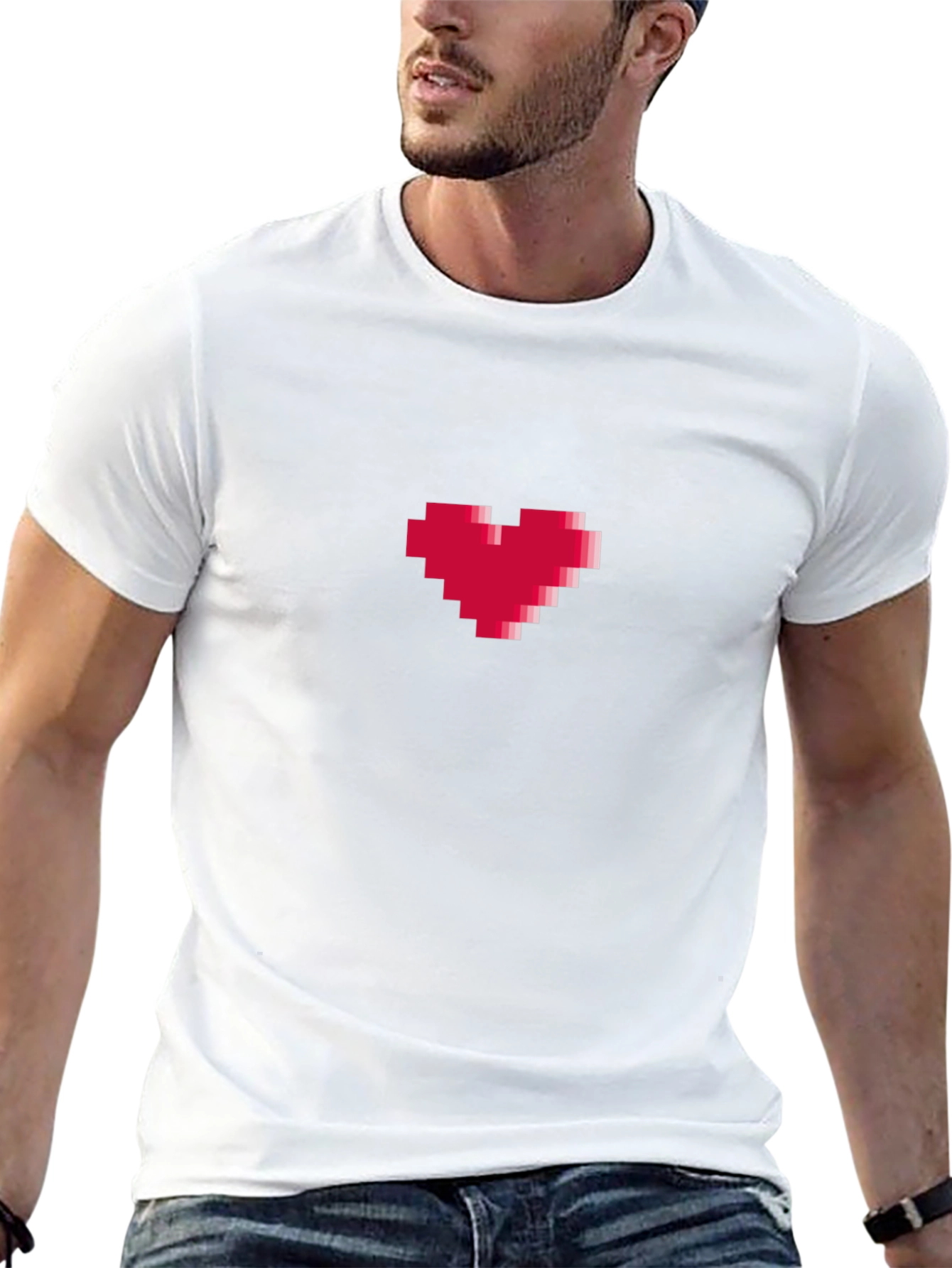 Pixel Heart Graphic Tee - Gamer Style Shirt