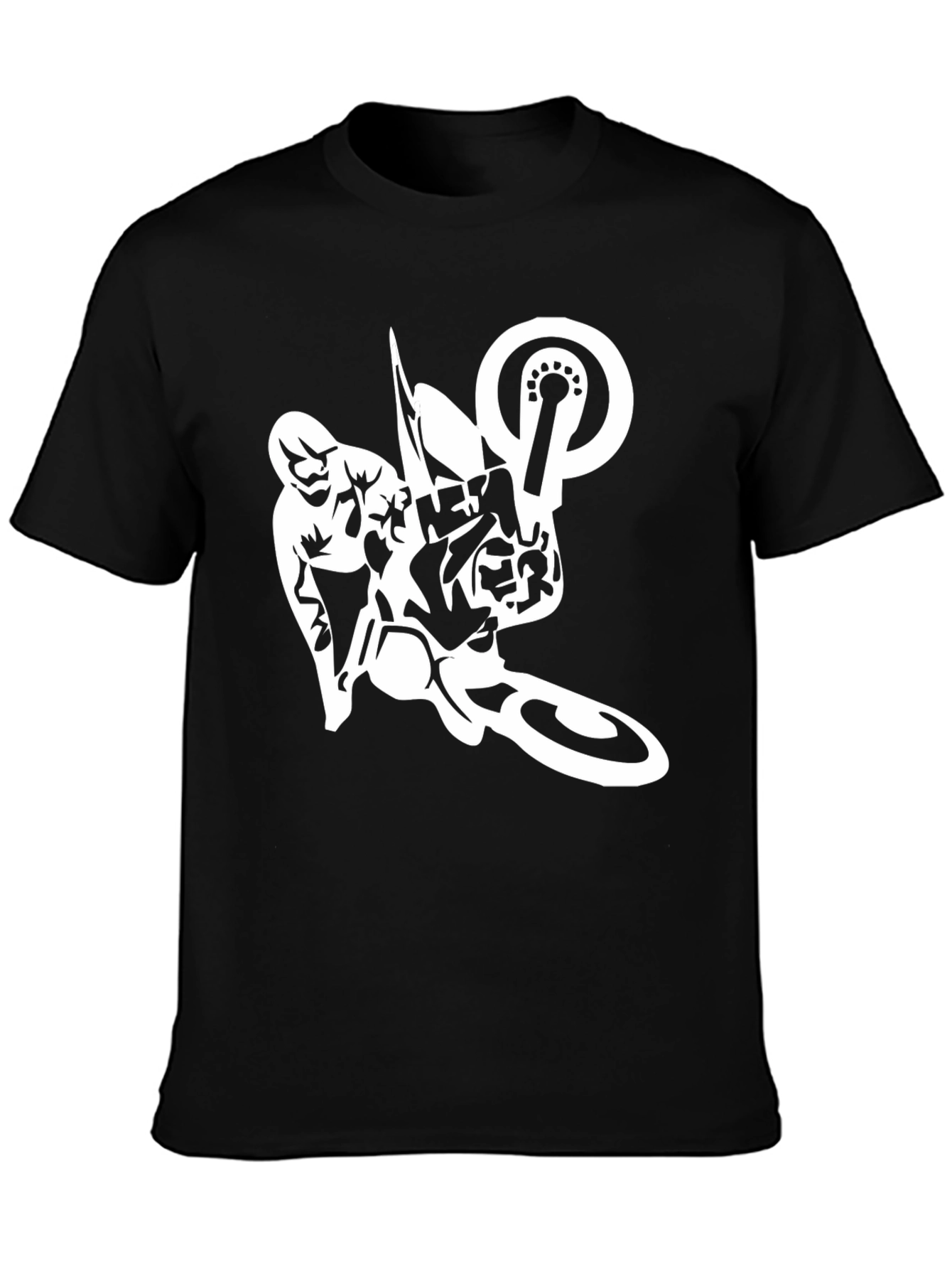 Mens Black T-Shirt with Motocross Design