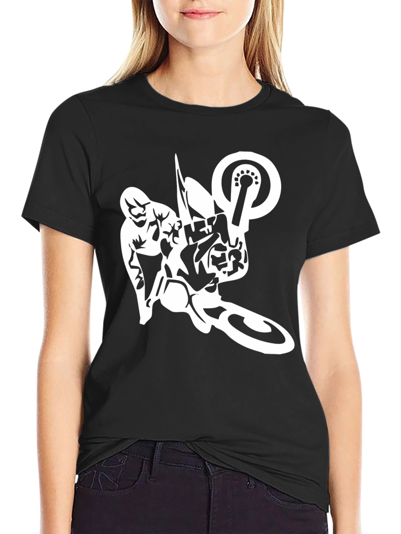 Mens Black T-Shirt with Motocross Design