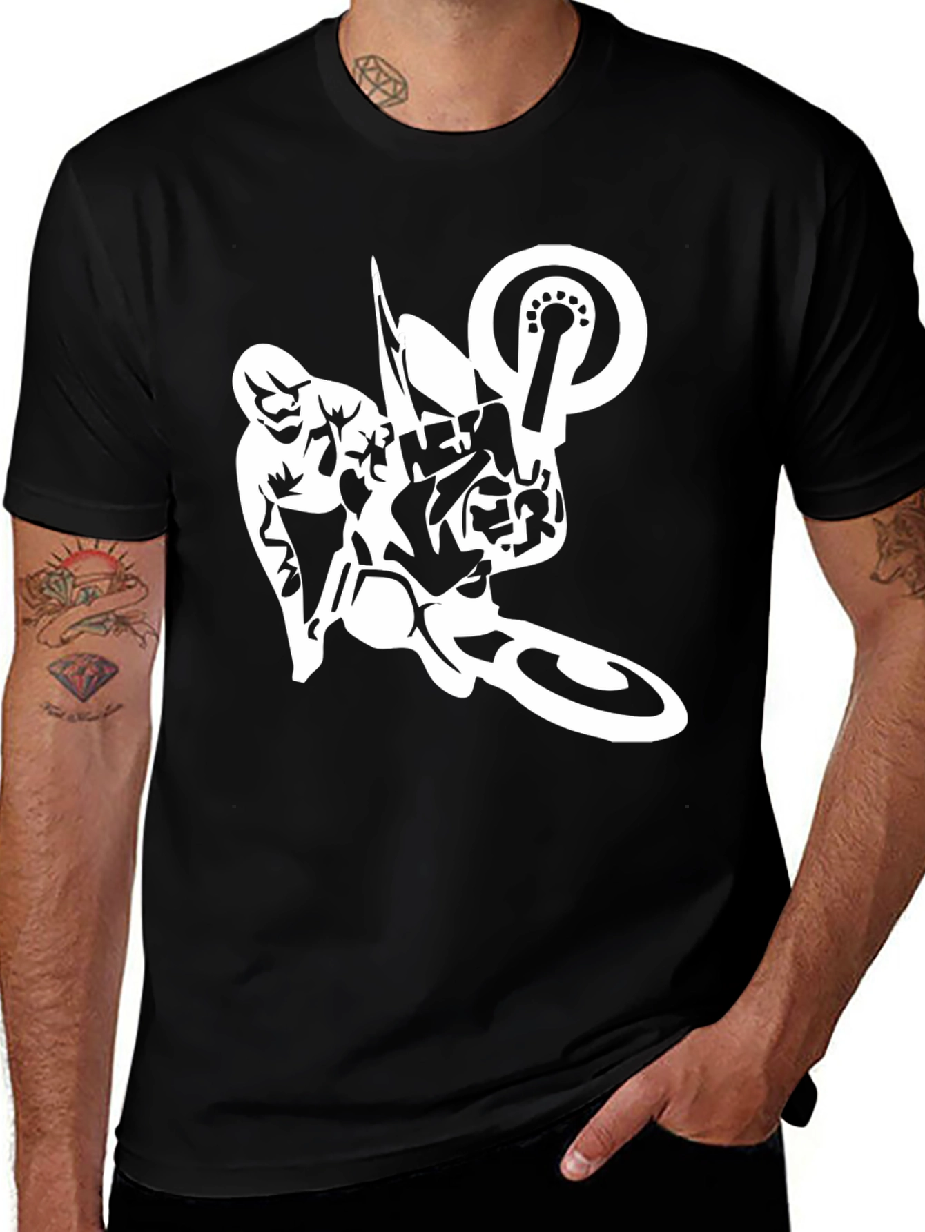 Mens Black T-Shirt with Motocross Design