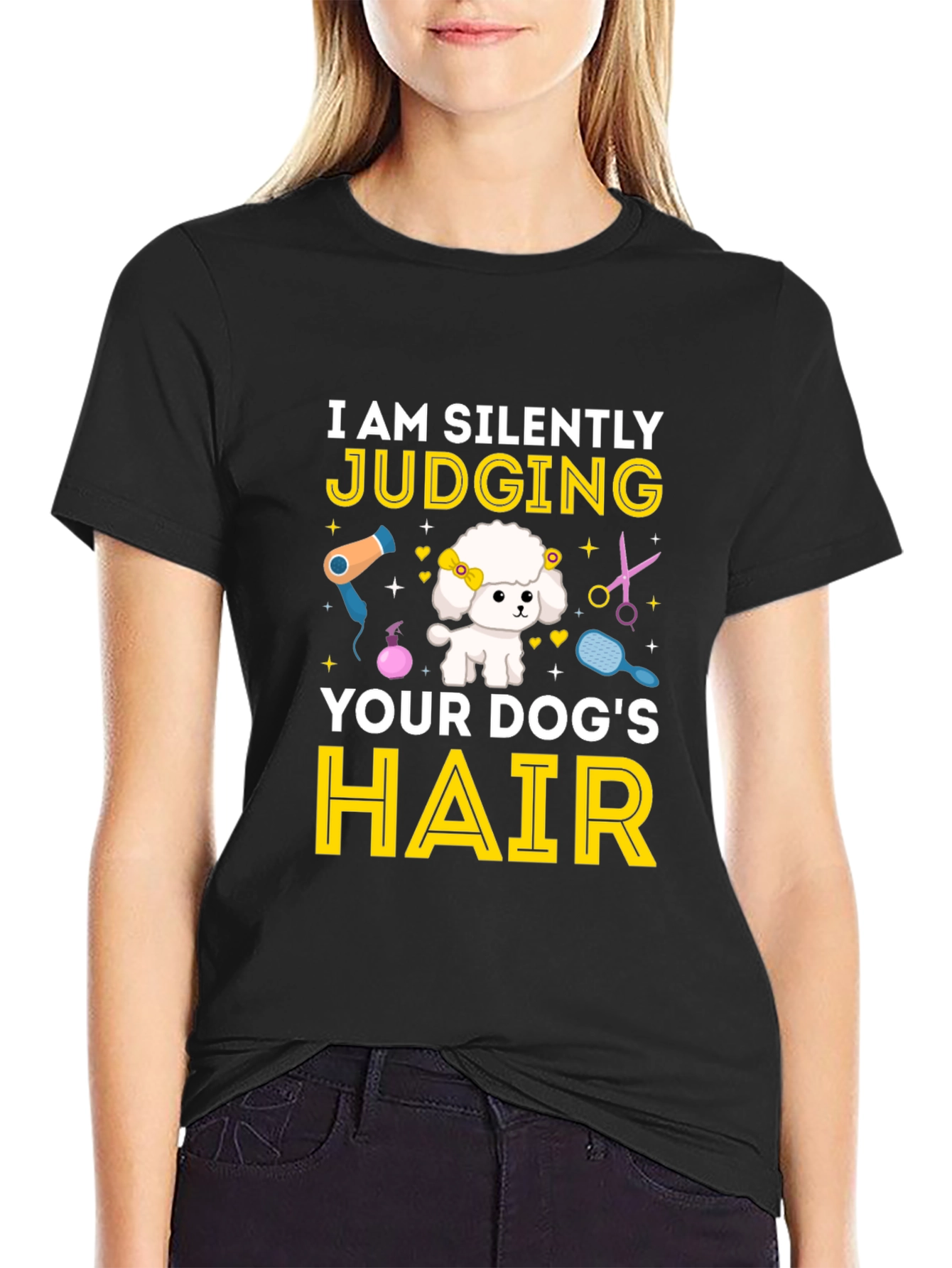 Dog Groomer T-Shirt - I Am Silently Judging Your Dogs Hair