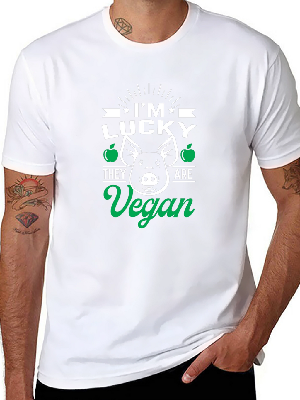 Lucky Vegan Pig Graphic T-Shirt