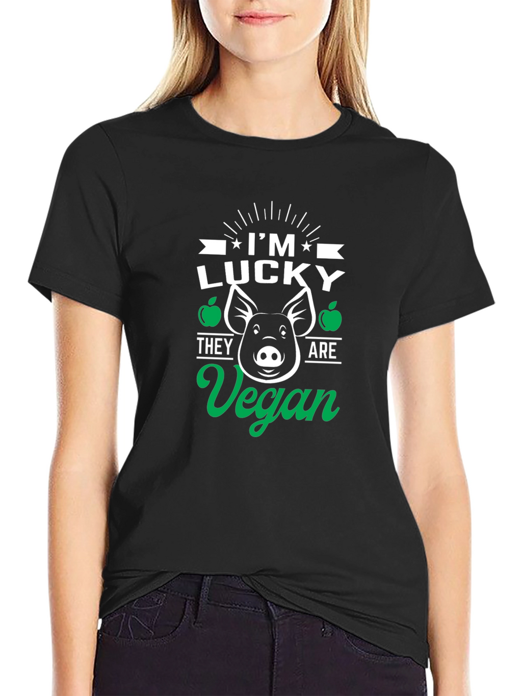 Lucky Vegan Pig Graphic T-Shirt