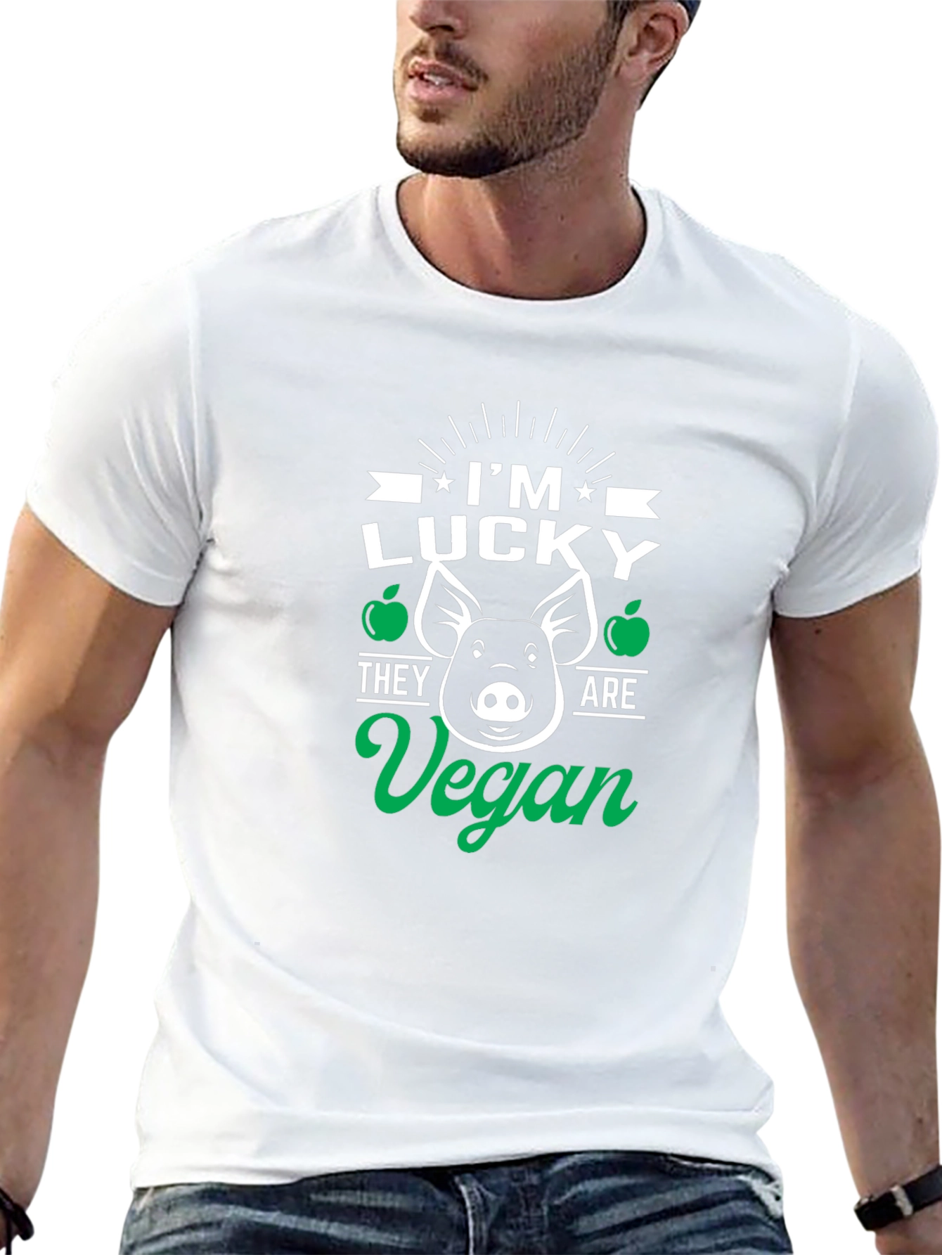 Lucky Vegan Pig Graphic T-Shirt
