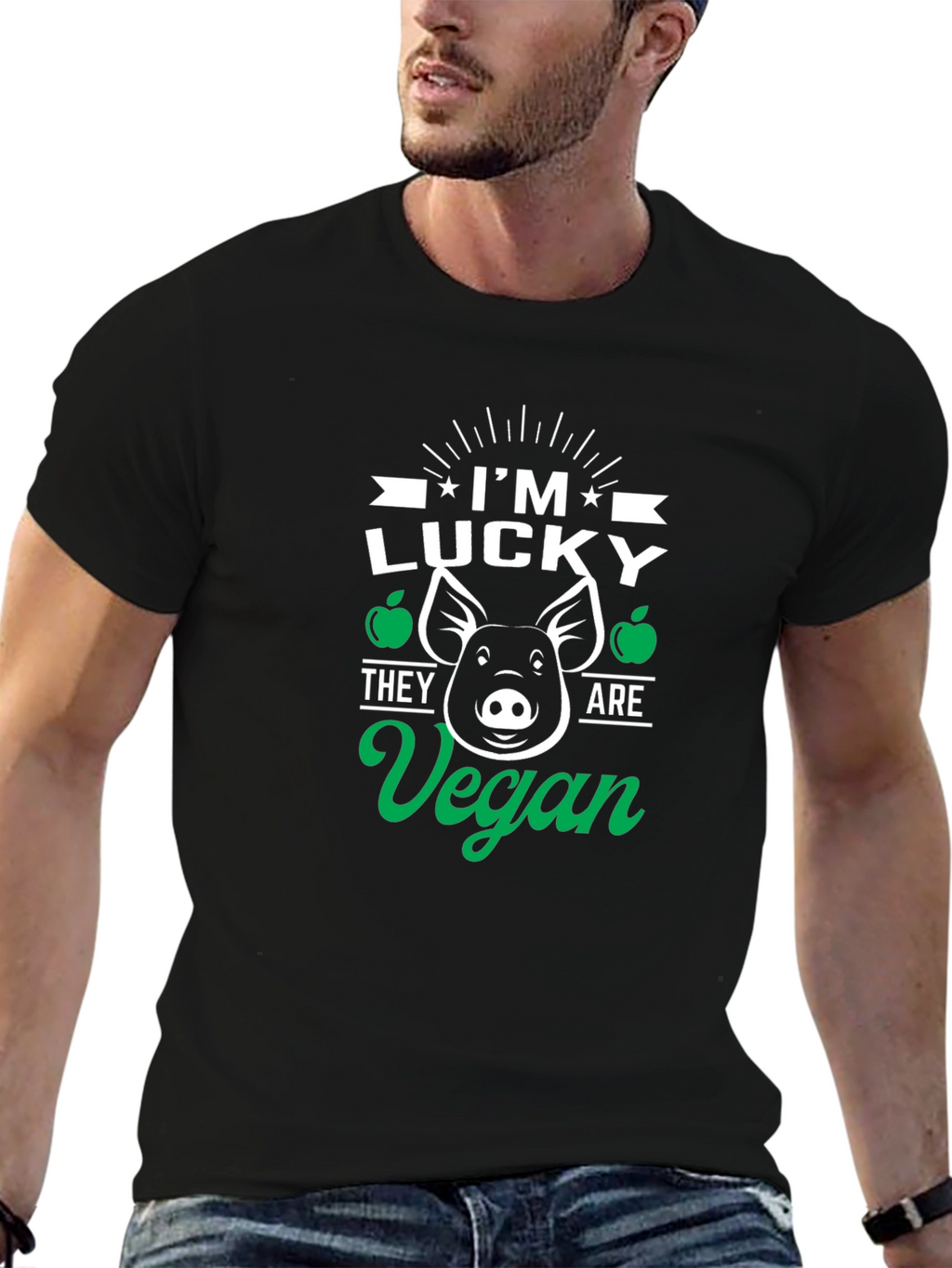 Lucky Vegan Pig Graphic T-Shirt