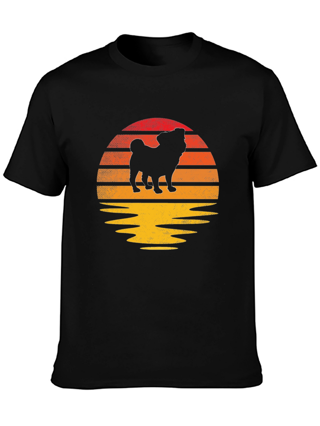 Pug Sunset Graphic Tee - Retro Dog Lover Shirt