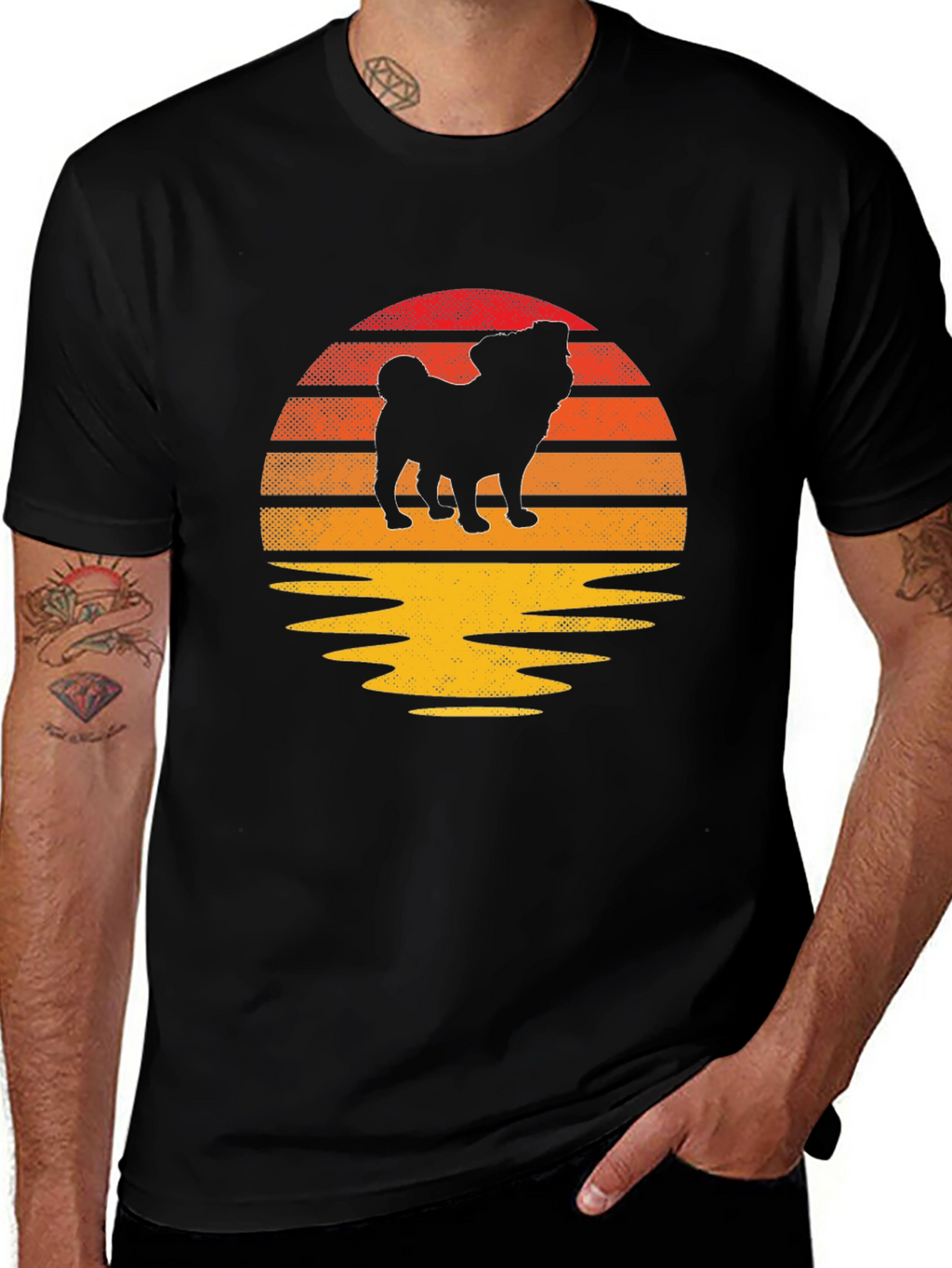 Pug Sunset Graphic Tee - Retro Dog Lover Shirt