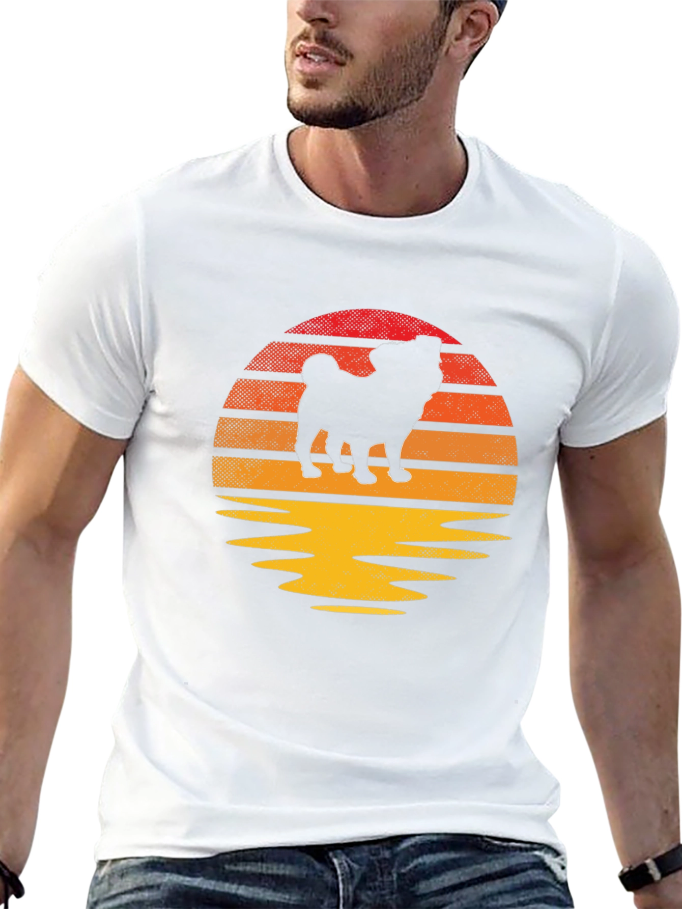 Pug Sunset Graphic Tee - Retro Dog Lover Shirt