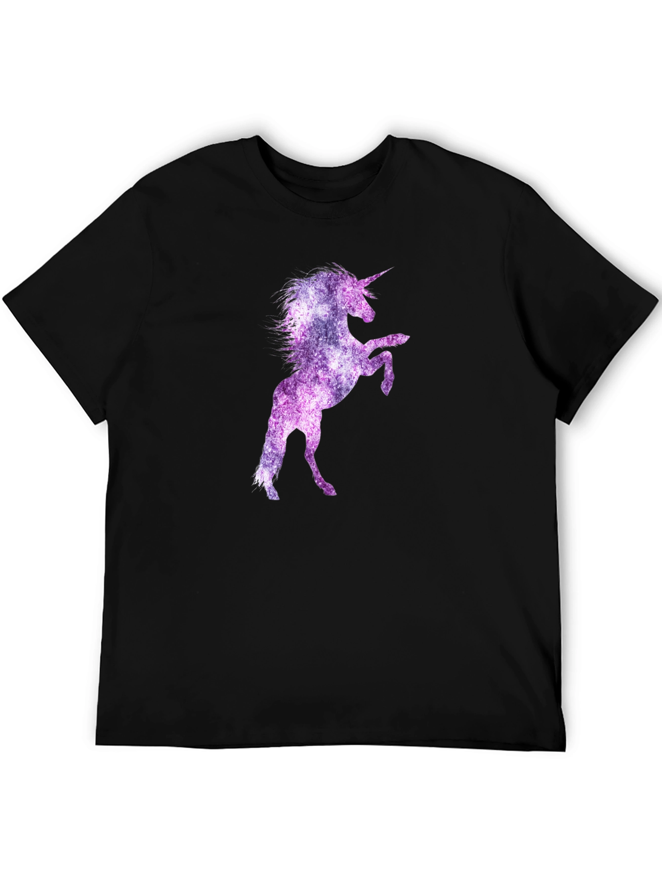 Unicorn Galaxy Graphic Print Black T-Shirt