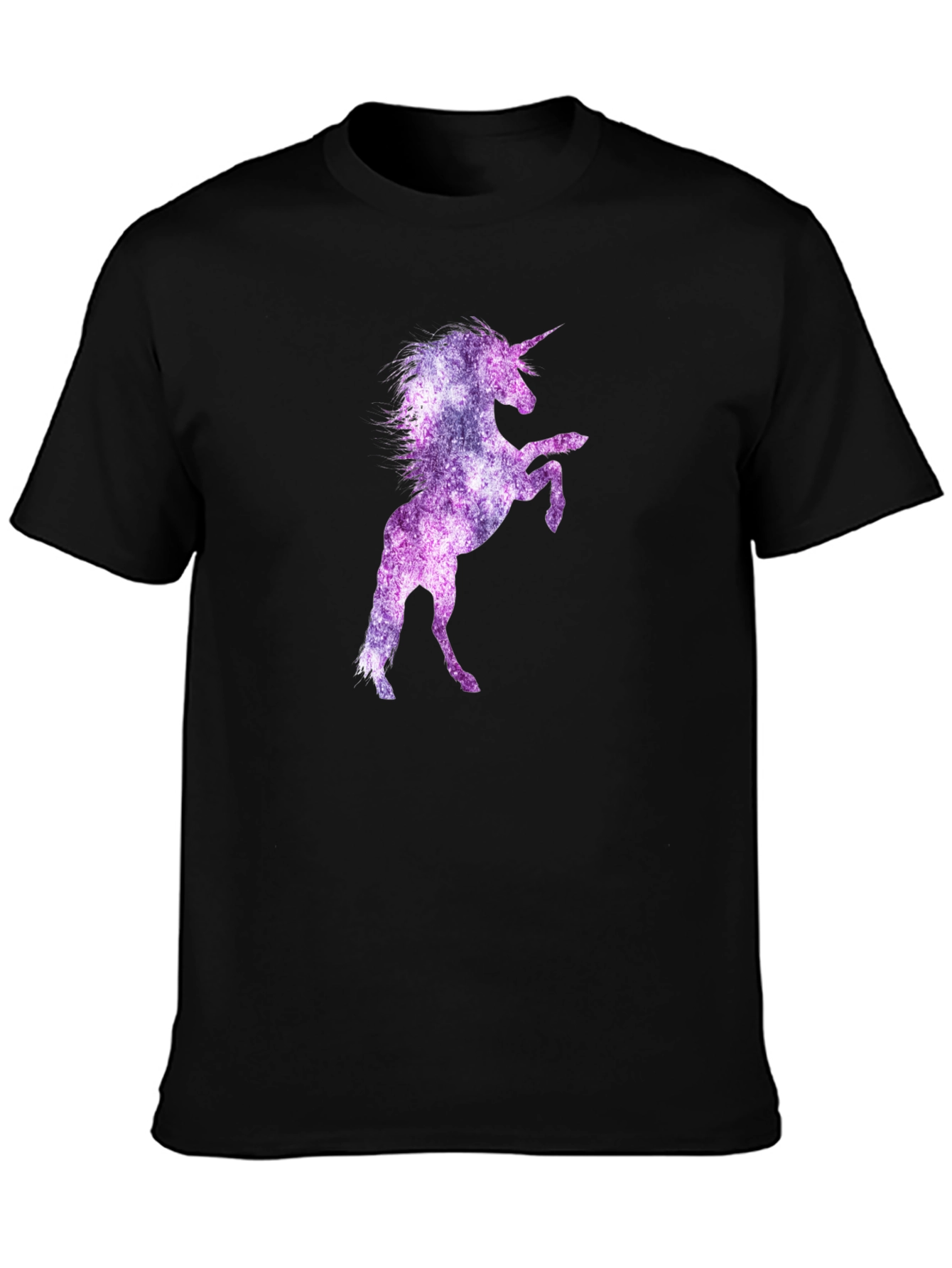 Unicorn Galaxy Graphic Print Black T-Shirt