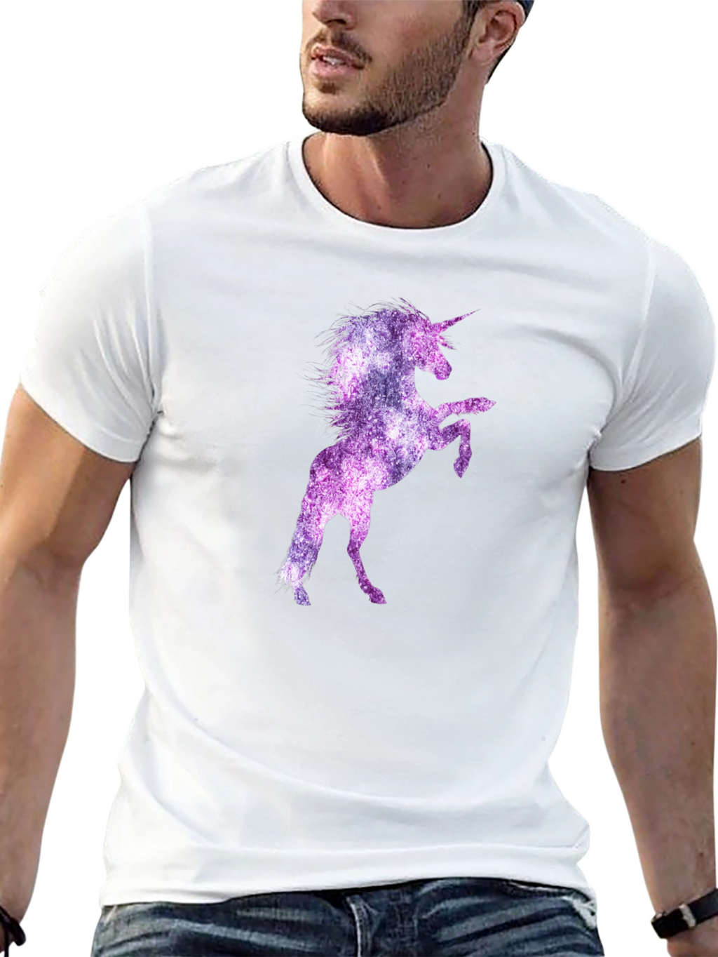 Unicorn Galaxy Graphic Print Black T-Shirt