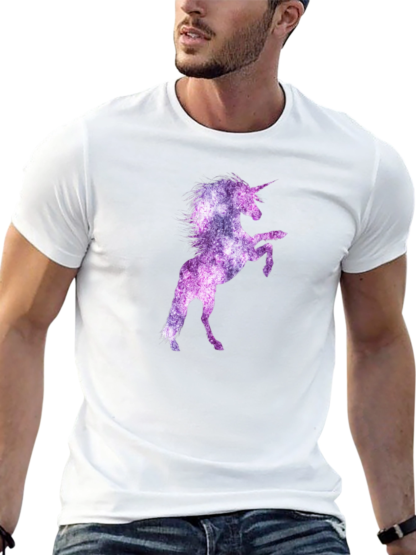 Unicorn Galaxy Graphic Print Black T-Shirt