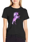 Unicorn Galaxy Graphic Print Black T-Shirt