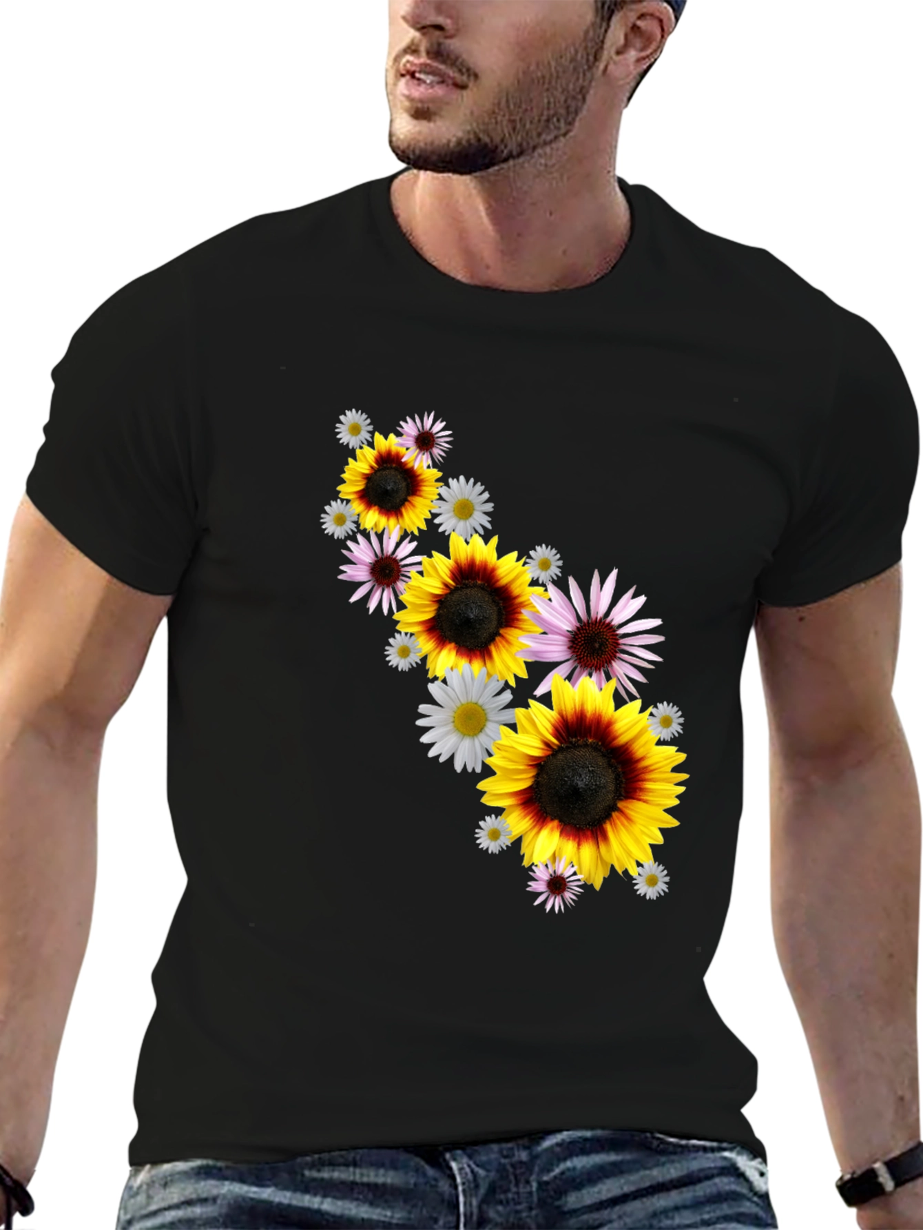 Floral Pattern Tee - Sunflower & Daisy Design