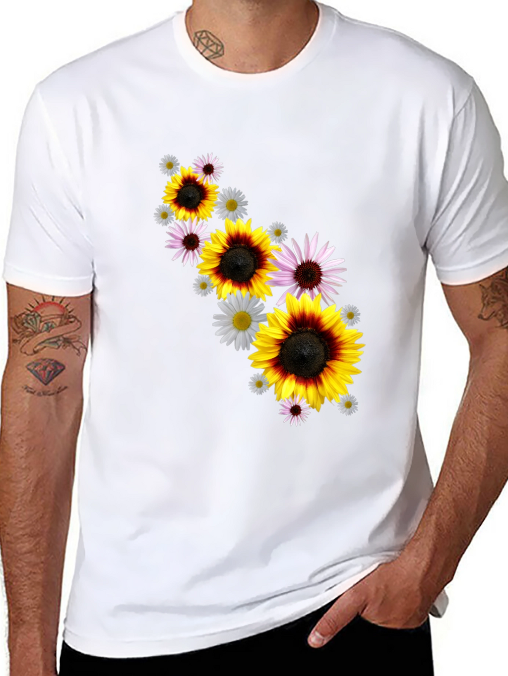 Floral Pattern Tee - Sunflower & Daisy Design