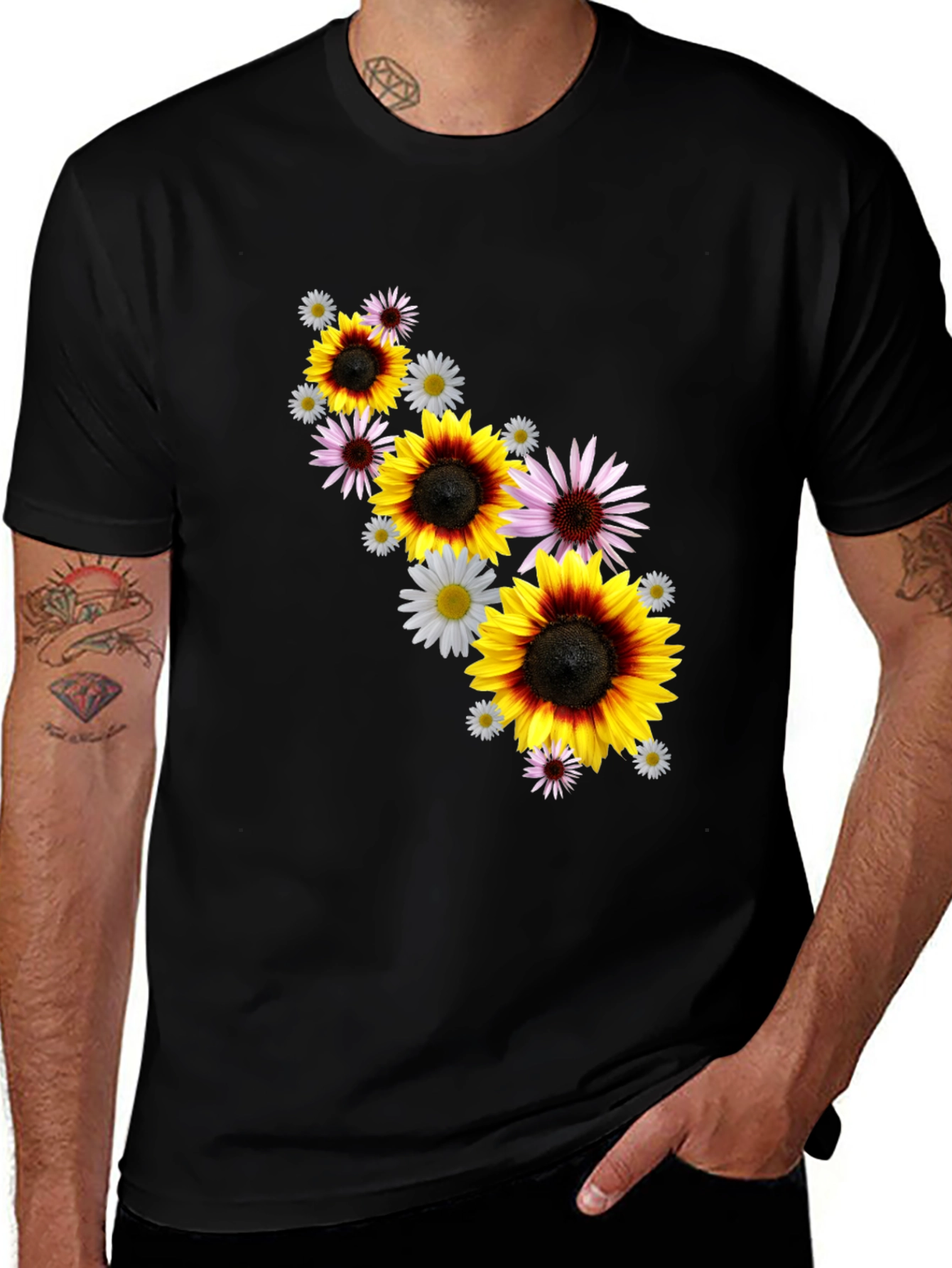 Floral Pattern Tee - Sunflower & Daisy Design