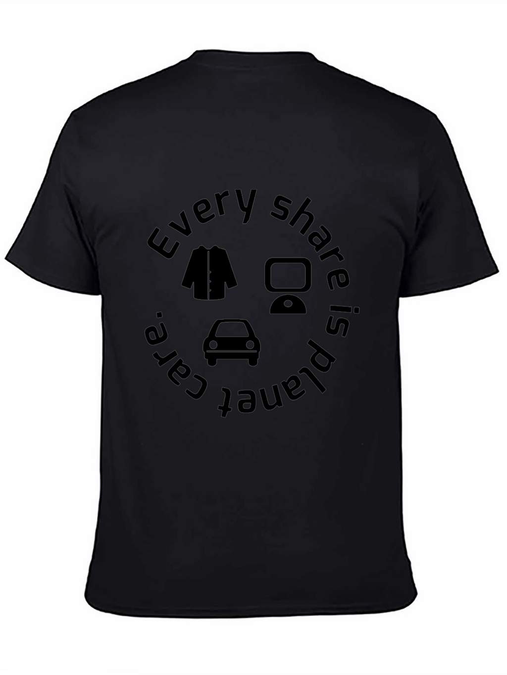 Eco-Friendly Black T-Shirt: Every Share is Planet Care