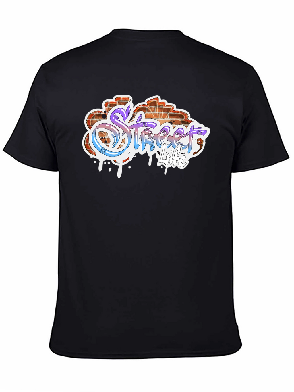 Street Life Graffiti Style Black T-Shirt