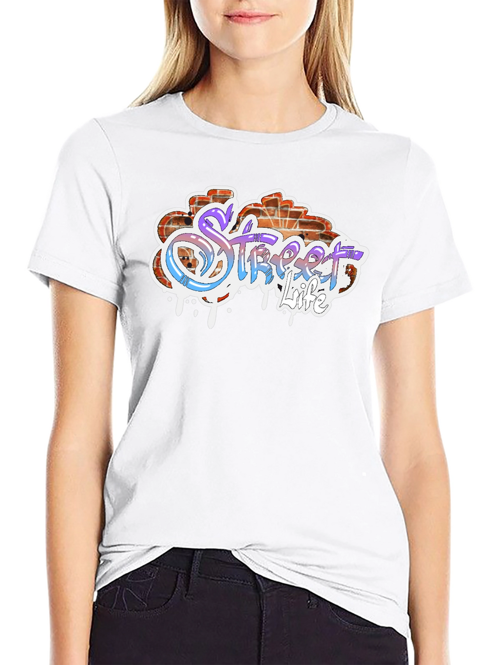 Street Life Graffiti Style Black T-Shirt