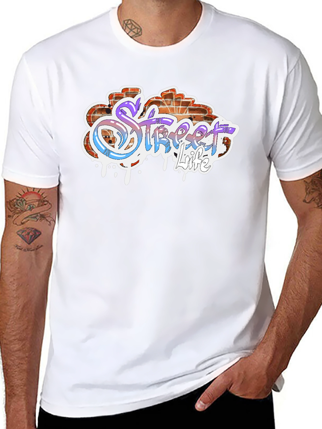 Street Life Graffiti Style Black T-Shirt