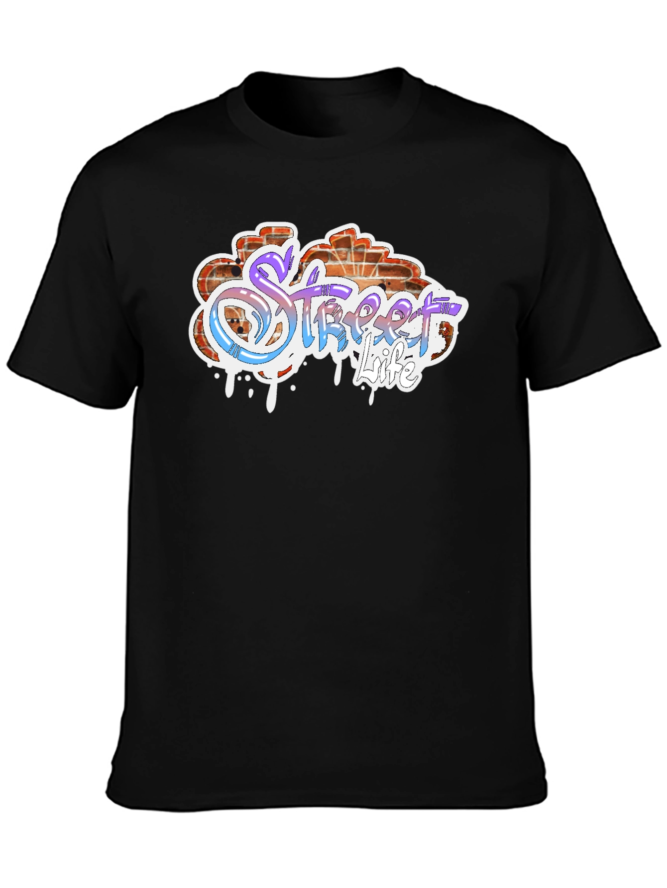 Street Life Graffiti Style Black T-Shirt