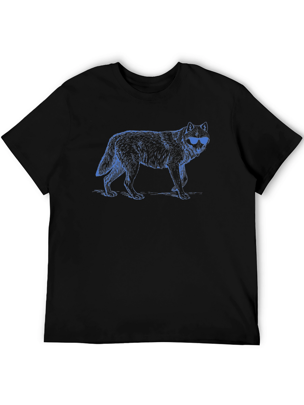 Cool Wolf Graphic Tee - Black Crew Neck