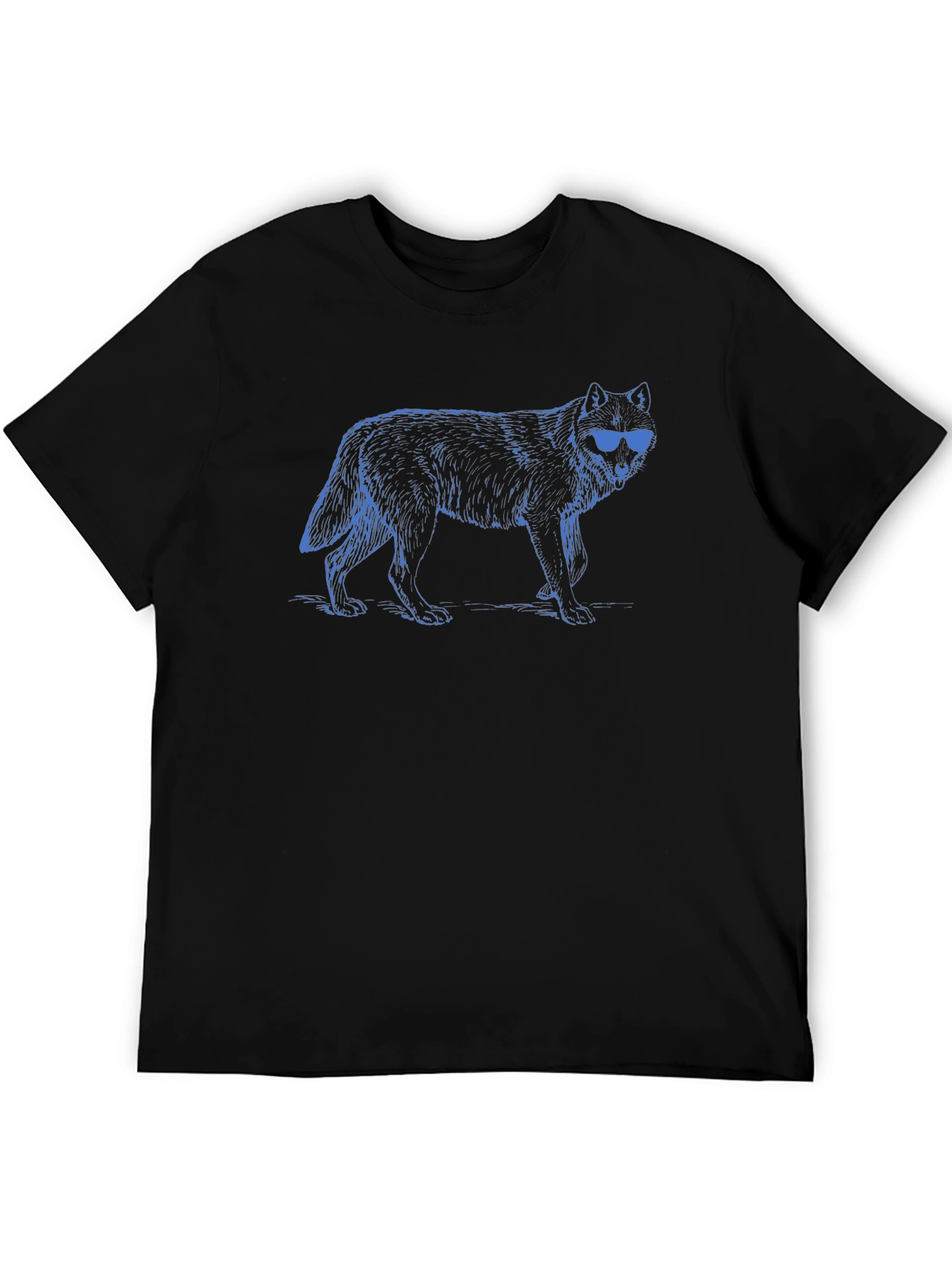 Cool Wolf Graphic Tee - Black Crew Neck