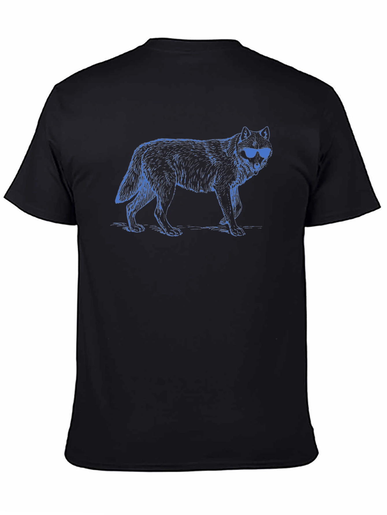 Cool Wolf Graphic Tee - Black Crew Neck