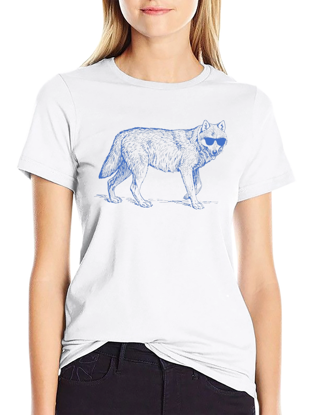 Cool Wolf Graphic Tee - Black Crew Neck